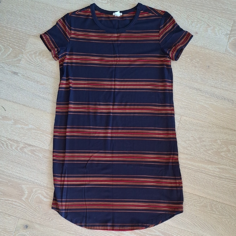 Garage Striped Navy and Red T-Shirt Dress - XS